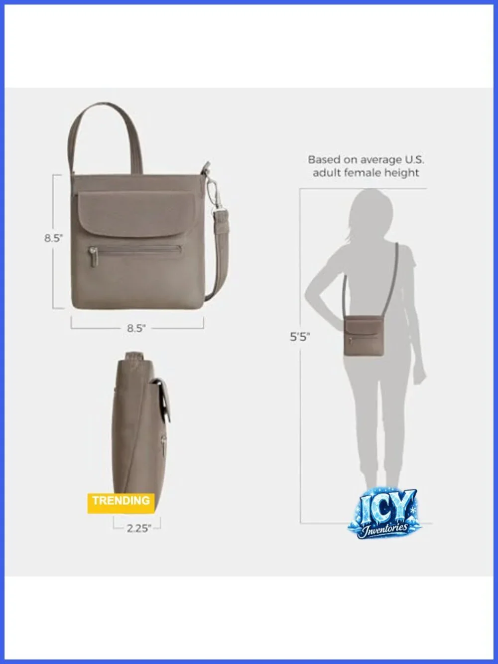 Anti-Theft Crossbody Bag with RFID Blocking, Adjustable Strap